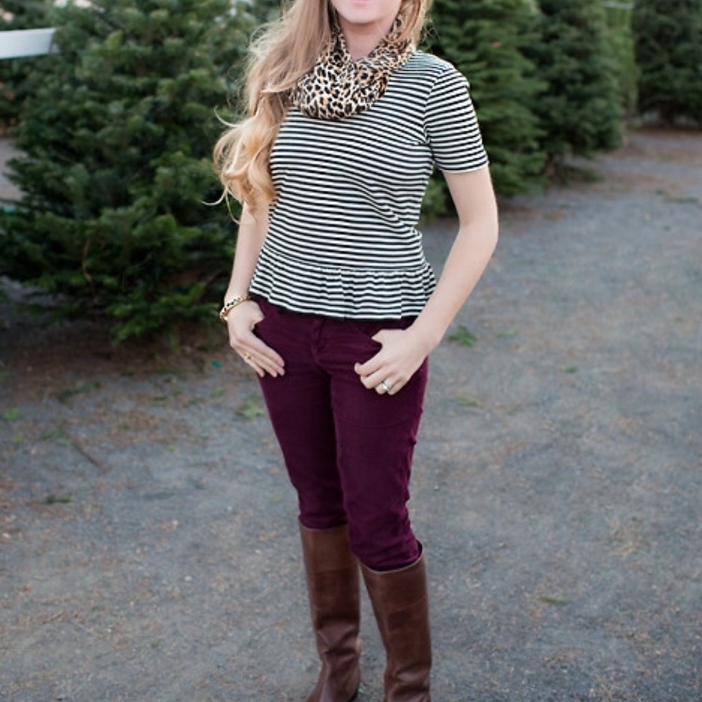 |•J.Crew•| Peplum Striped Blouse